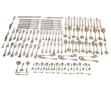 An 119 piece canteen of Victorian and later Grecian pattern cutlery, An 119 piece canteen of Victorian and later Grecian patt