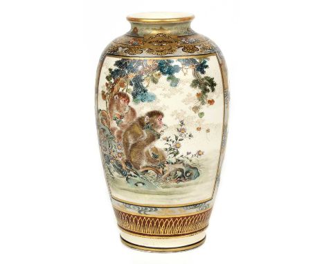 A Meiji Period Japanese Satsuma Vase A Meiji Period Japanese Satsuma Vase, of inverted baluster form, decorated with two main