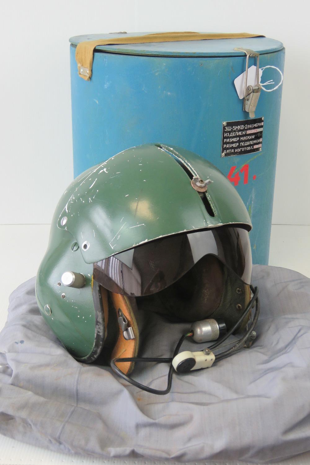 A Russian military Mi-24 helicopter Pilots helmet with communications ...