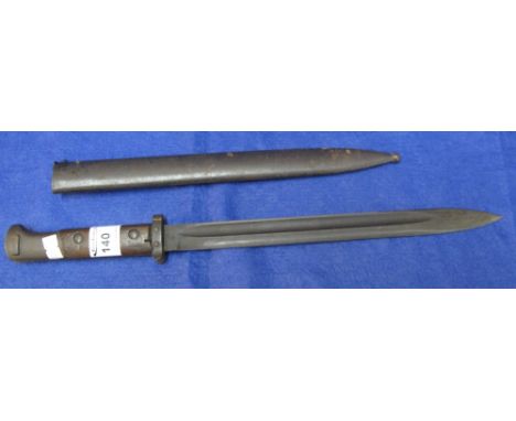 First World War sword bayonet with metal scabbard.  Probably German 1898 pattern.