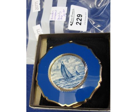 A Stratton ladies compact with sailing ship panel to the hinged top. Original box.