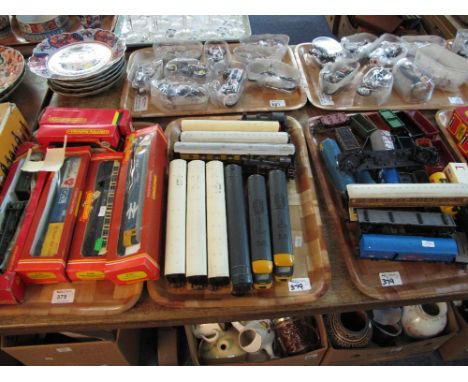 Three trays of Hornby 00 Gauge items to include boxed locomotives and carriages,  loose assorted carriages, tenders etc.  (3)