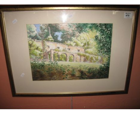 Carol Woodland, 'The Orangery, Newark Park, Gloucestershire', pen, ink and watercolours.  Signed.  Framed and glazed.