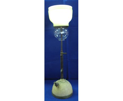 Tilley type pressure lamp with glass shades. 