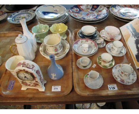 Two trays of assorted china to include various miniature cabinet cups and saucers to include Royal Doulton and Royal Worceste