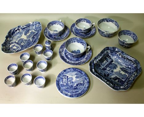 Quantity of Copeland Spode Italian pattern breakfast and dinner wares including ashets, various dishes and bowls, tea and bre