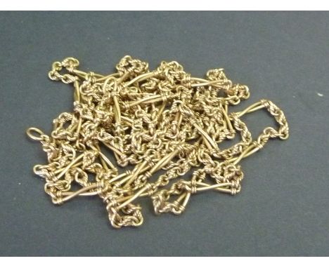 Victorian gold long chain of twisted tied fetter and knot pattern "15c", 36.5g   Condition Report.  Approx 53"Very good condi