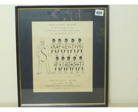 D. M. DAVIES, Safety First, eleven illustrations depicting the rhyme "Ten Little Nigger Boys" pen and ink, ten 22cm x 22cm an