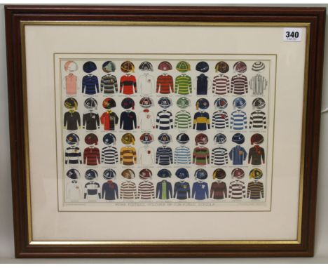 "More Football Colours of our Public Schools" a 1920's colour print published by the Boys Own Paper, 26.5cm x 36cm in modern 