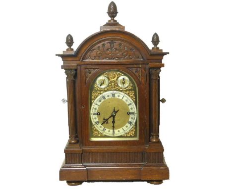 Winterhalder and Hoffmeir oak cased three chain fusee bracket clock, striking on five gongs, stamped 2251 in carved case with