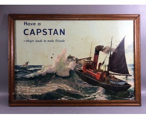Framed vintage advertising coloured print: 'Have a Capstan', approx 67cm x 45cm 