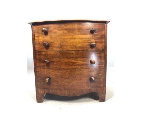 Victorian mahogany commode/bedside cabinet disguised as a small bow fronted chest of drawers, approx 60cm x 39cm x 63cm tall