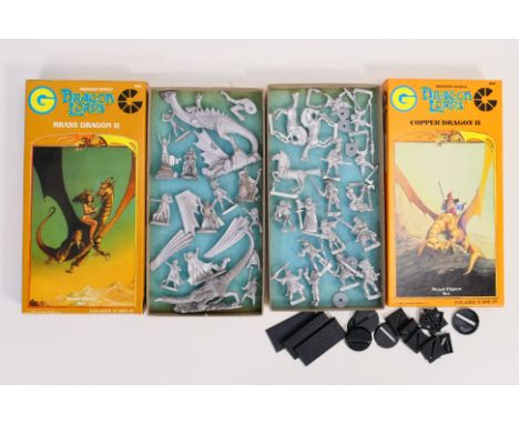 Grenadier Models - Two vintage 1988/89 boxed Grenadier Models 'Dragon Lords' metal figure sets. Lot consists of  #9604 'Brass