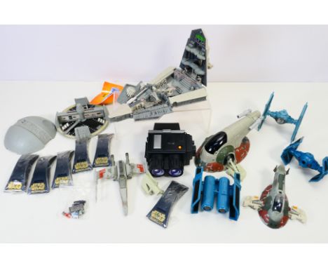 Star Wars - Galoob - Action Fleet - A collection of unboxed Star Wars action figure play sets including Slave 1, Tie Intercep