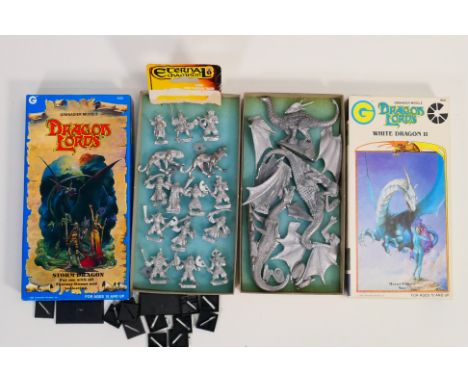 Grenadier Models - Two vintage 1985 and 1988 boxed Grenadier Models 'Dragon Lords' metal figure sets. Lot consists of  #9603 