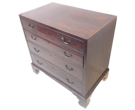 A George III period late 18th century caddy top mahogany chest; four full-width graduated drawers returning probably original