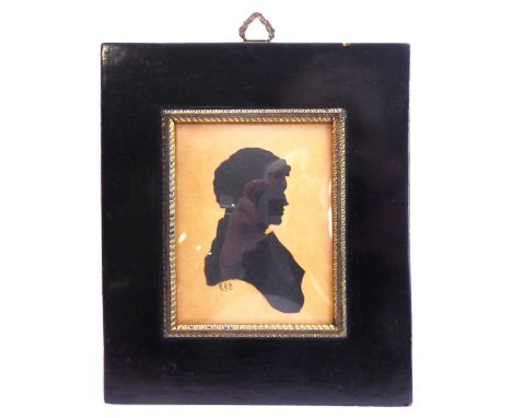 A 19th century portrait miniature silhouette initialled RJB (ebonised frame size 14.75cm x 12.5cm)&nbsp;