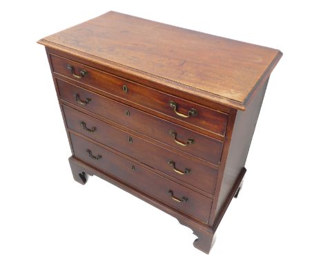 A good 18th century mahogany chest of small proportions in original condition; the thumbnail moulded top above four full-widt