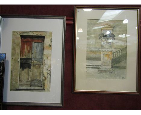 GEOFFREY HUNTING-FORD; 'Colle Di Val D'elsa' and another by same artist, watercolour 44cm x 29cm