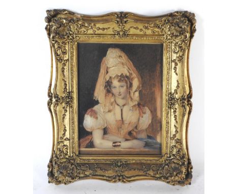 British school, late 19th century, Portrait of an Italian lady, watercolour, 23 x 18cm