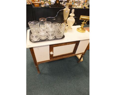An Edwardian later painted washstand, a veined marble and gilt metal table lamp (un-fitted), two further table lamps, a colle