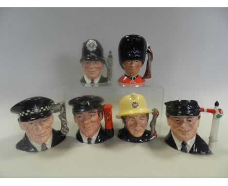 Four Royal Doulton character jugs from the 'Journey Through Britain' Series, comprising 'The Postman', 'The Engine Driver', '
