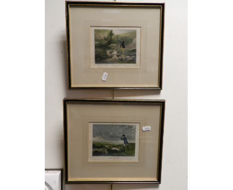 A set of four shooting and hunting prints together with a collection of prints and watercolours