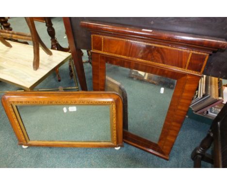 A Victorian walnut veneered D shaped bedroom over mantel along with a continental mahogany veneered 19th century rectangular 