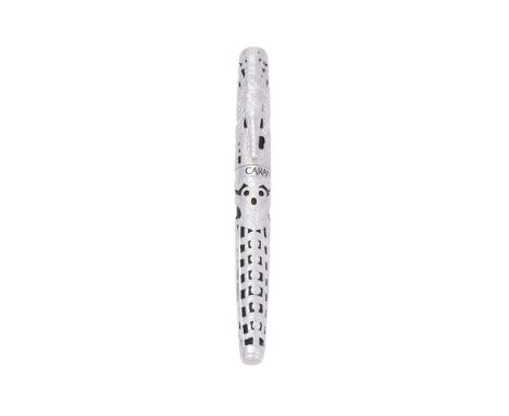 CARAN D'ACHE, ARTISTE COLLECTION BALAJI  A LIMITED EDITION SILVER COLOURED AND BLACK RESIN FOUNTAIN PEN, NO. 015/108Cap and B