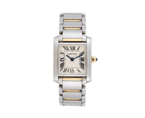 CARTIER, TANK FRANCAISE, REF. 2384 A LADY'S BI-METAL BRACELET WATCH, NO. CC777214, CIRCA 2005Movement: Cal. 057, quartz, 4 je