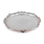 A GEORGE II SILVER SHAPED CIRCULAR SALVER