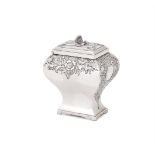 A GEORGE II SILVER TEA CADDY