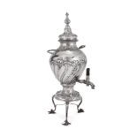 A SILVER TEA URN