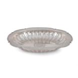 AN EARLY 18TH CENTURY LIEGE SILVER SHAPED OVAL BAPTISMAL BOWL