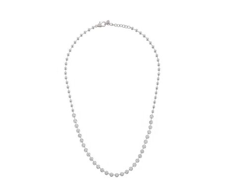 A DIAMOND NECKLACE   The front section set with brilliant cut diamonds, approximately 4.20 carats total, to polished bar and 