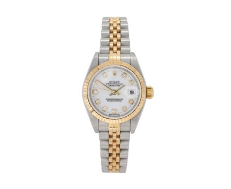 ROLEX, OYSTER PERPETUAL DATEJUST, REF. 79173 A LADY'S BI-METAL BRACELET WATCH WITH DATE, NO. Y311878, CIRCA 2002Movement: Cal