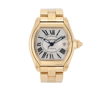 CARTIER, ROADSTER, REF. 2524 AN 18 CARAT GOLD BRACELET WATCH WITH DATE, NO. 10100CE, CIRCA 2000Movement: Cal. 3110, automatic