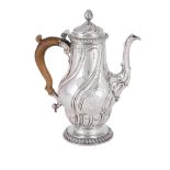 A GEORGE II SILVER COFFEE POT