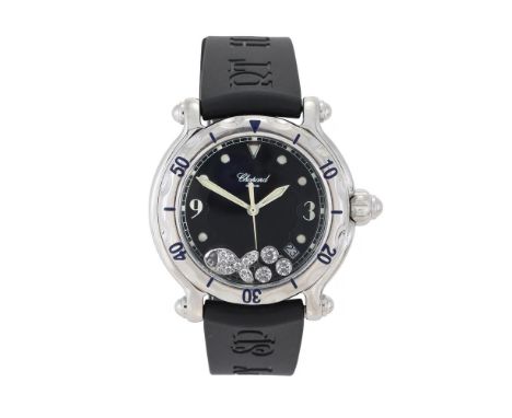 CHOPARD, HAPPY SPORT, REF. 28/8347/8 A STAINLESS STEEL WRIST WATCH WITH DATE AND FLOATING DIAMONDS, NO. 1215474, CIRCA 2007Mo