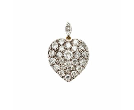 A DIAMOND HEART PENDANT  The heart shaped pendant pavé set with old European cut diamonds, approximately 4.50 carats total, t