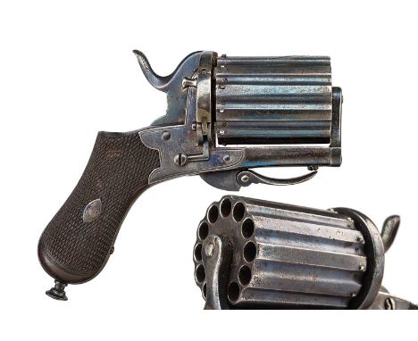 A very scarce twelve-shot, rim-fire pepperbox revolver dating: third quarter of the 19th Century provenance: France Long, gro