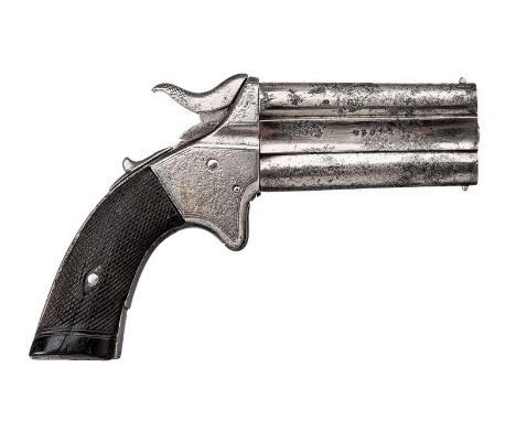 A over and under barrelled rim fire pistol dating: third quarter of the 19th Century provenance: England Round, rifled, barre