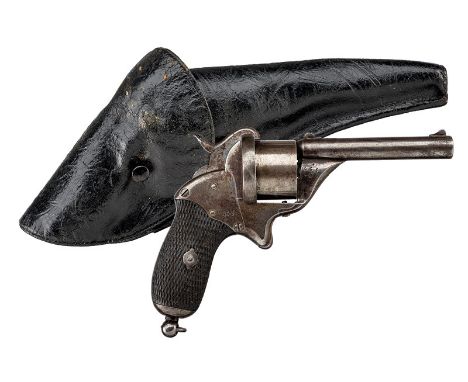 A Mazzocchi pin-fire revolver with holster dating: third quarter of the 19th Century provenance: Rome Round, rifled, 9 mm cal
