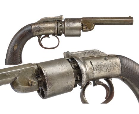 A percussion transition revolver dating: third quarter of the 19th Century provenance: England Octagonal, rifled, 9 mm cal. w