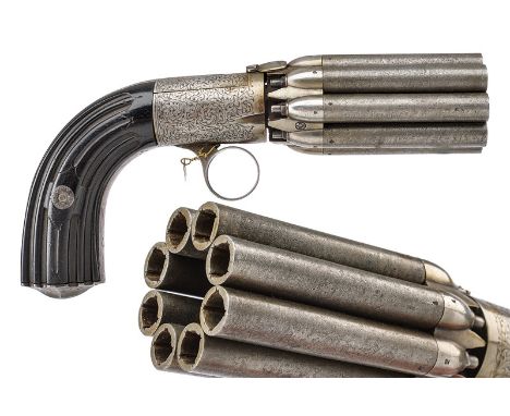 A very rare eight shot percussion pepperbox revolver by Herman dating: mid-19th Century provenance: Belgium Round, smooth, da