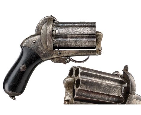 A rare Delvigne system pin-fire pepperbox revolver dating: third quarter of the 19th Century provenance: France Long, six-cha