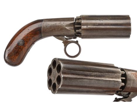 A percussion pepperbox revolver di Cooper dating: mid-19th Century provenance: England A set of six, grooved, 9 mm cal. barre