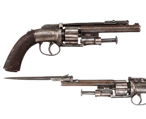 A very scarce transition percussion revolver with spring bayonet by Pattison dating: third quarter of the 19th Century proven