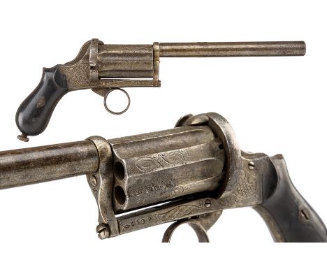 A pin-fire pepperbox revolver dating: third quarter of the 19th Century provenance: Central Europe Round, smooth, turn-off, 7