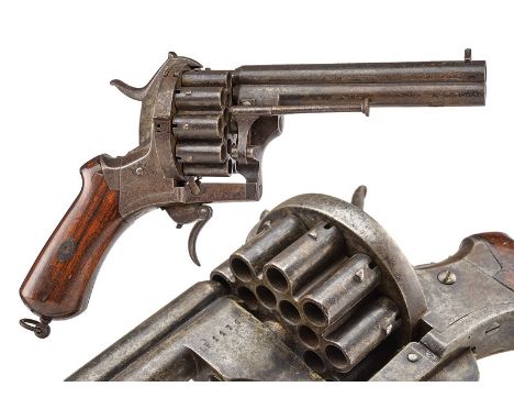 A rare 20 shoot Lefaucheux pin-fire revolver dating: third quarter of the 19th Century provenance: Belgium Two juxtaposed, ro
